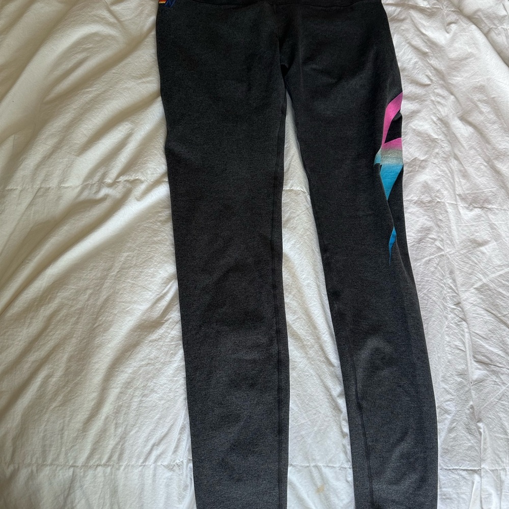 Aviator Nation Charcoal Leggings with Vibrant Lightning Bolt - Picture 5 of 6